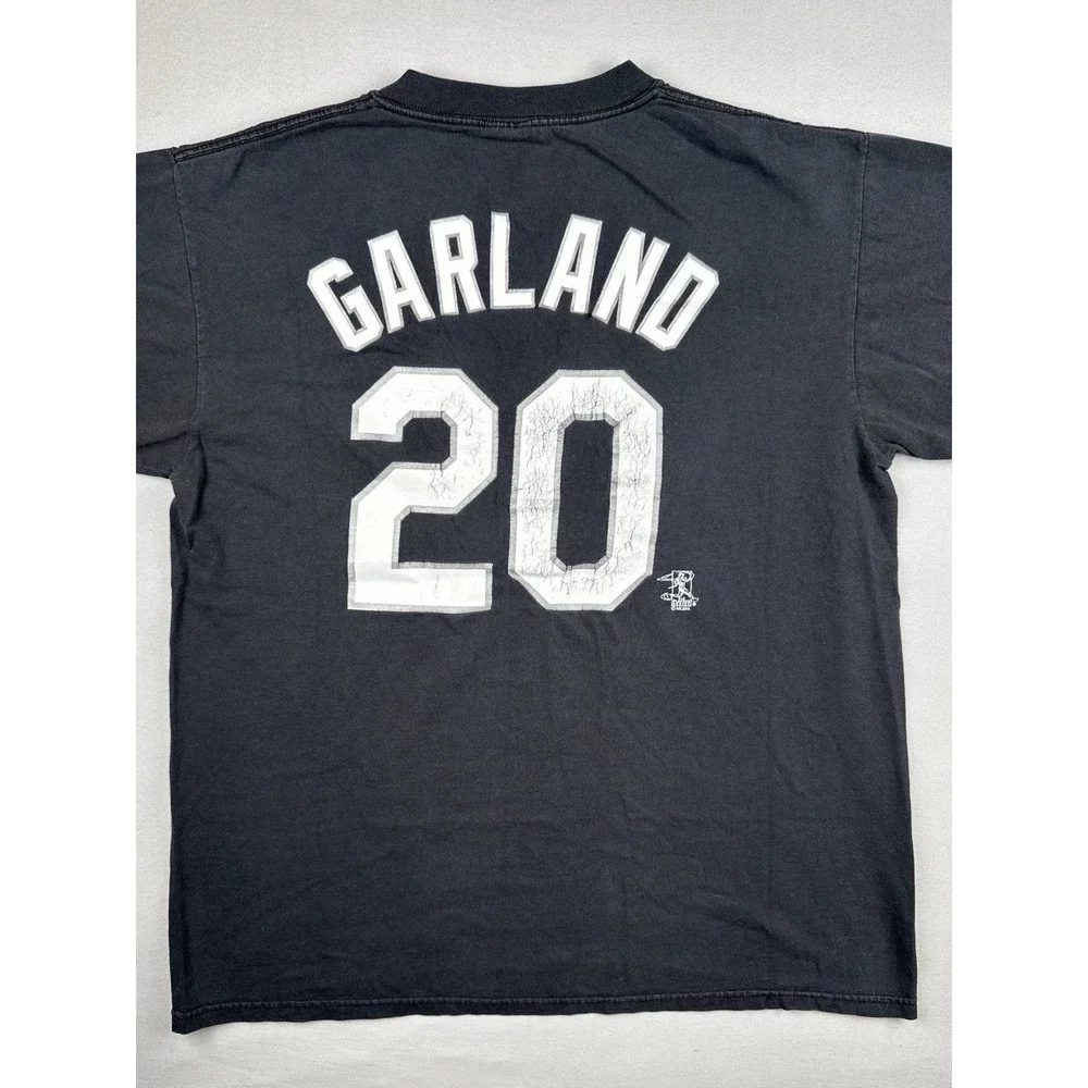 Vintage Chicago White Sox John Garland 20 Shirt MLB Majestic Black Tee Large